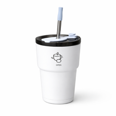 Vacuum Tumbler 450ML – Insulated Travel Mug with Lid & Straw (White, Green, Light Blue, Black, Red) - Habitt