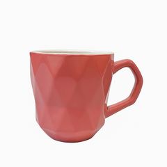 Geometric Pink  Ceramic Mug – Diamond Embossed Modern Coffee & Tea Cup