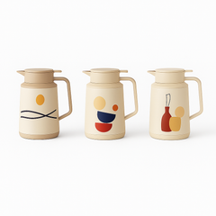 1Pc Assorted THERMOS Vacuum Insulated Pot – 1L Thermal Carafe with Handle (Abstract Design)