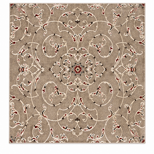 Grey Traditional Floral Pattern Polyester Rug