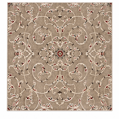 Grey Traditional Floral Pattern Polyester Rug
