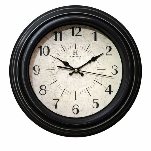 Orea Classic Black Frame Wall Clock – 13.75 x 13.75 Inch Vintage Home Décor - Habitt