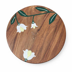 Heritage Bloom Cake Stand – 11 Inch Round | Handcrafted Wooden Dessert Stand