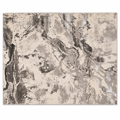 Cream & Dark Brown Marble Abstract Polyester Rug