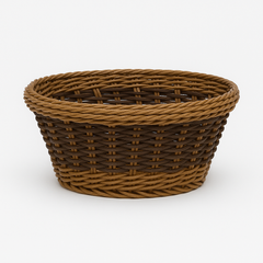 3-Piece Handwoven Round Cane Bread Basket Set – Natural Brown Rattan Serving Baskets for Dining, Kitchen & Café Use