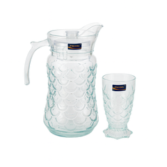 Textured Scale-Pattern Glass Water Set – 7-Piece Set (1.7 L Jug + 278 mL Glasses)