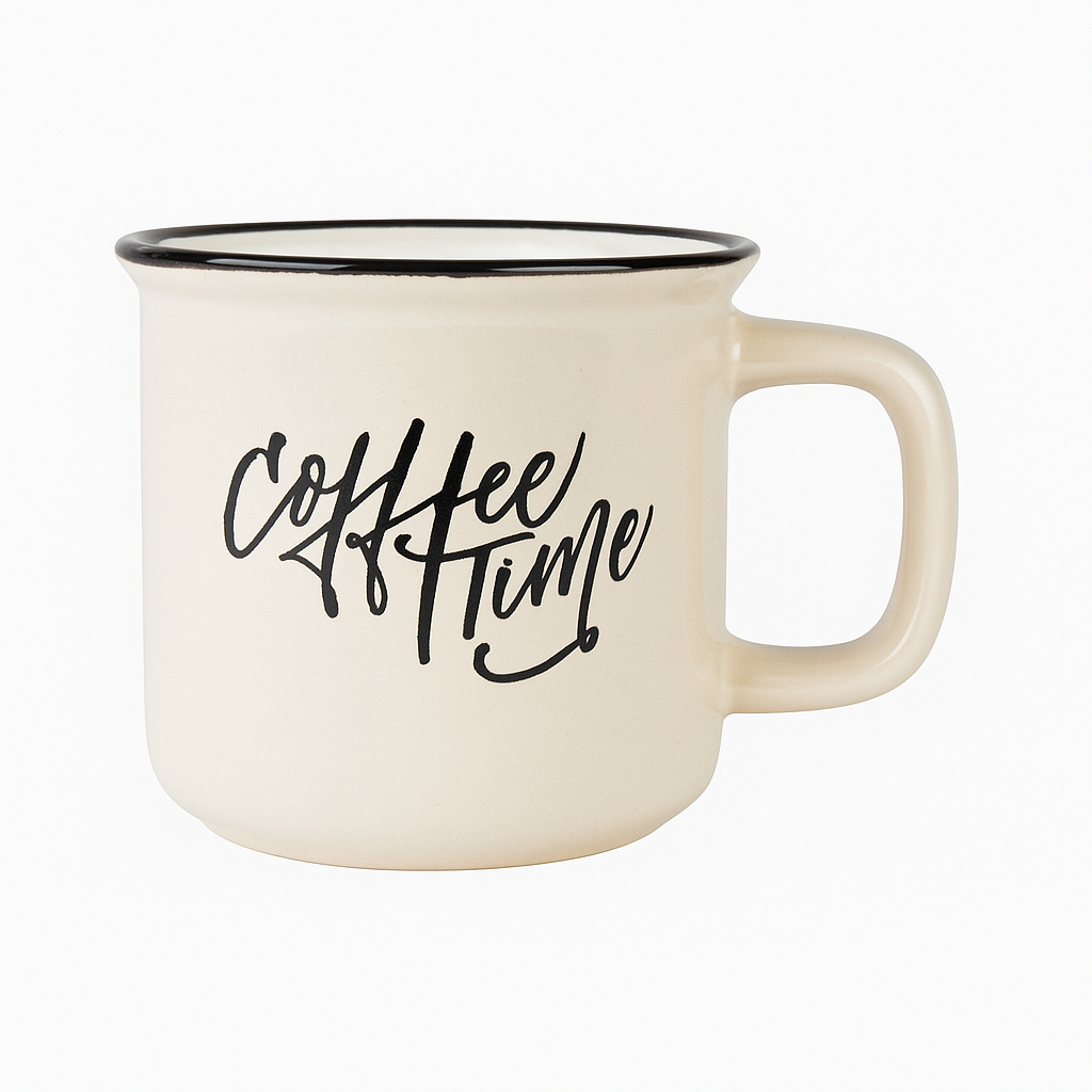 “Coffee Time” Ceramic Mug – Vintage Style Coffee & Tea Cup
