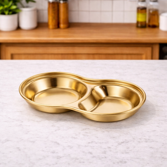Golden 2 Partition Round Sauce Plate