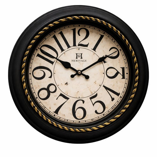 Heritage Wall Clock Oreo-2 – 13.75 Inch Vintage Black Frame Decorative Clock - Habitt