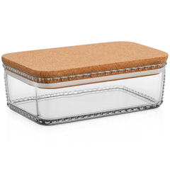 IVY Storage Box with Wood Lid – 0.5L Decorative Clear Container for Spices, Snacks & Small Essentials