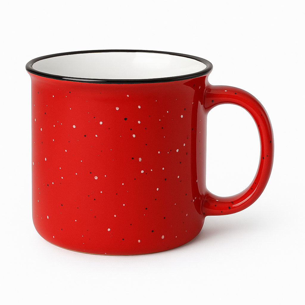 1Pc Vintage Speckled Ceramic Mug – Classic Campfire Coffee & Tea Cup in Red