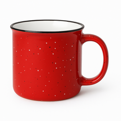 1Pc Vintage Speckled Ceramic Mug – Classic Campfire Coffee & Tea Cup in Red