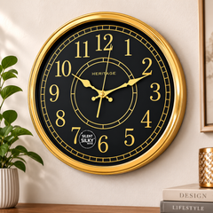 HERITAGE Wall Clock Momentum 15" – Black & Gold Classic Edition