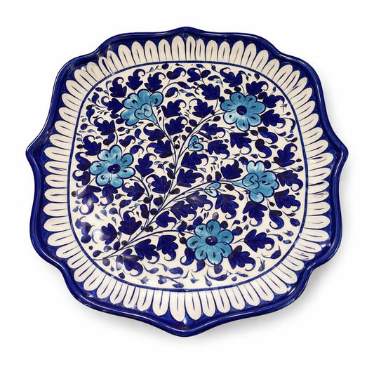 Handcrafted Blue Pottery Dish – Medium Size