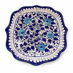Handcrafted Blue Pottery Dish – Medium Size