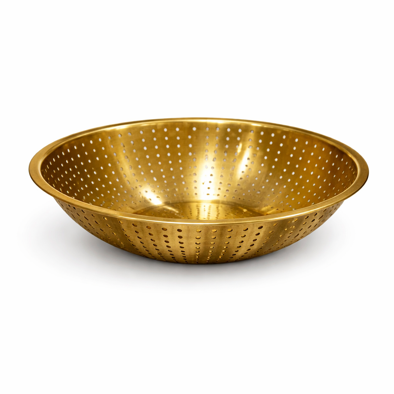 Golden Food Strainer  Stainless Steel Mesh Bowl (23 cm / 26 cm / 29 cm) - Habitt