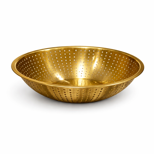 Golden Food Strainer  Stainless Steel Mesh Bowl (23 cm / 26 cm / 29 cm)