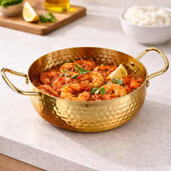 Stainless Steel Deep Golden Bowl – Hammered Finish (16 cm / 18 cm)