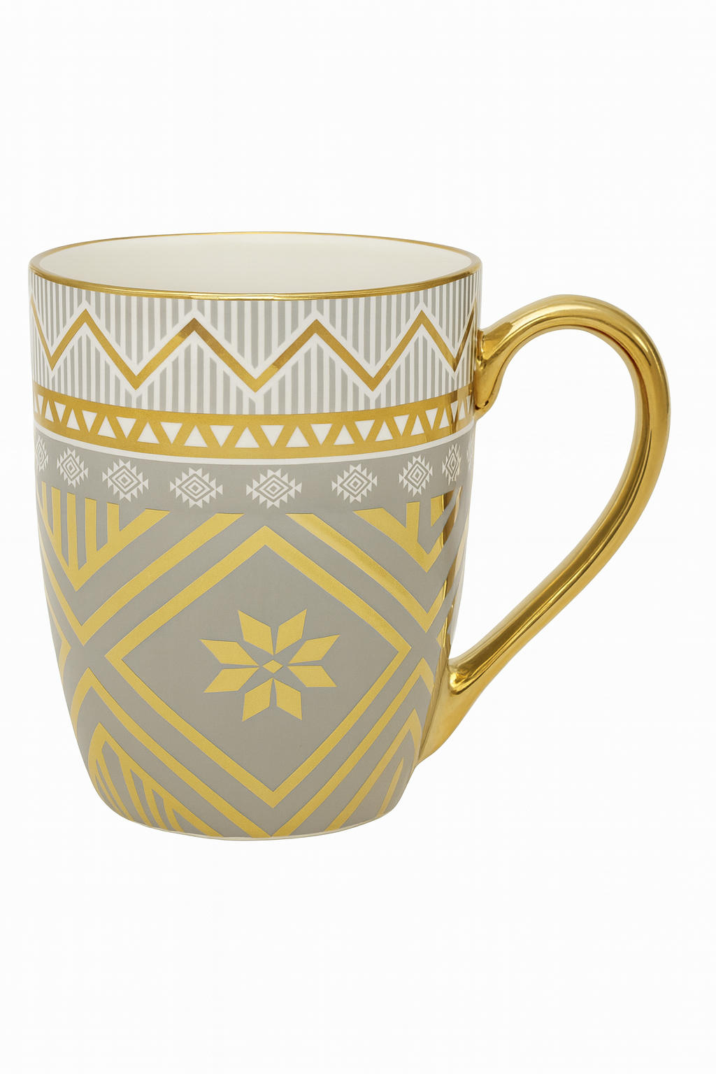 Golden Geometric Mug – Luxury Patterned Coffee &Tea Cup