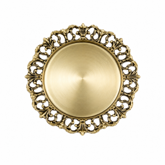 Deco-Platter Golden CNC Round Dish 13" – Luxury Decorative Serving Tray for Dining & Home Décor - Habitt