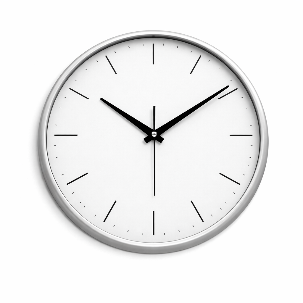 HERITAGE Wall Clock – Squat Big | 15.25 Inch (Silver Plastic Frame)
