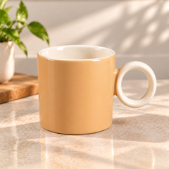 Ring Handle Mug Beige | Ceramic Coffee Cup