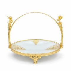 Luxury Decorative Platter with Gold Floral Handle