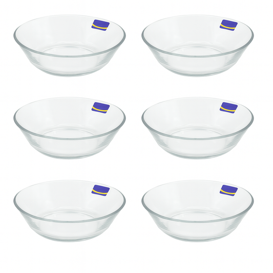 Clear Pressed-Glass Small Side Plate Set – 6 Pieces, 142 mm Diameter