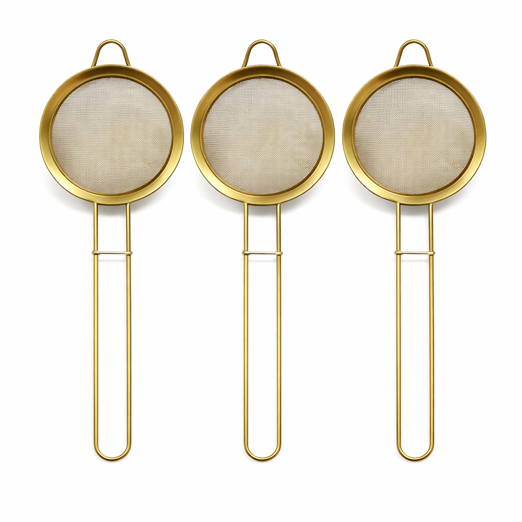 Golden & Black Tea Strainer 10CM – Premium Stainless Steel Mesh Tea Infuser with Handle - Habitt