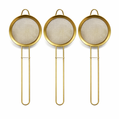Golden & Black Tea Strainer 10CM – Premium Stainless Steel Mesh Tea Infuser with Handle - Habitt