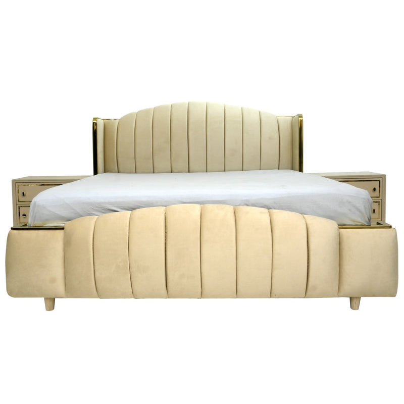 Opulent King Size Bed with 2 Side Tables