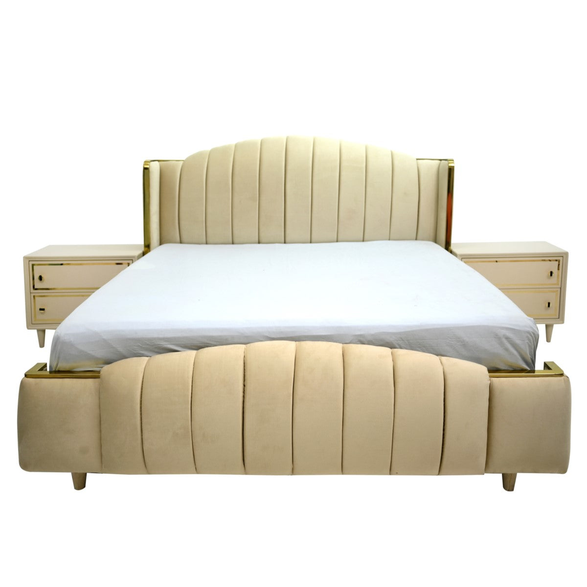Opulent King Size Bed with 2 Side Tables