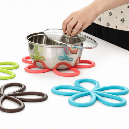 Flower Heat Pad – Silicone Trivet Mat for Hot Pots & Pans (Assorted Colors) - Habitt