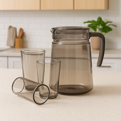 Smoke-Tinted 7-Piece Water Set – 1.98 L Jug with 315 ml Glasses (Pressed Glass)