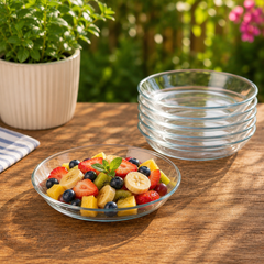 Clear Pressed-Glass 228 mm Soup/Salad Plate Set – 6-Piece Dining Set