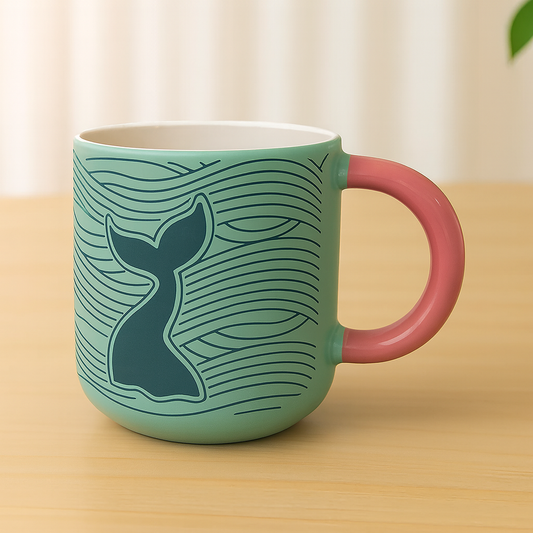 Mermaid Tail Green Ceramic Mug – Ocean-Inspired Coffee & Tea Cup
