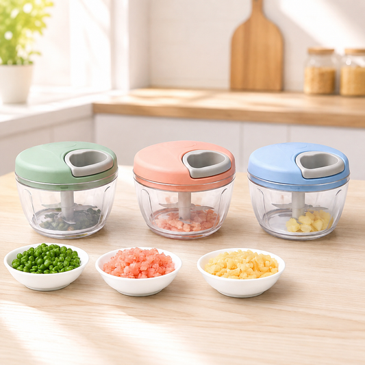 (Assorted) 1Pc EOTIA Manual Food Chopper – 500ml Hand‑Pull Vegetable & Fruit Dicer