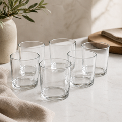 Premium Clear Glass Tumbler Set – 340ml Drinking Glasses (Set of 6) | Modern Everyday Beverage Glassware - Habitt