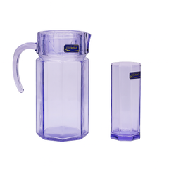 Purple-Tinted 7-Piece Water Set – 1.25 L Jug with 320 ml Glasses (Coloured Pressed Glass)