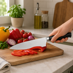 Black Chef Knife – Stainless Steel Kitchen Knife with Ergonomic Handle