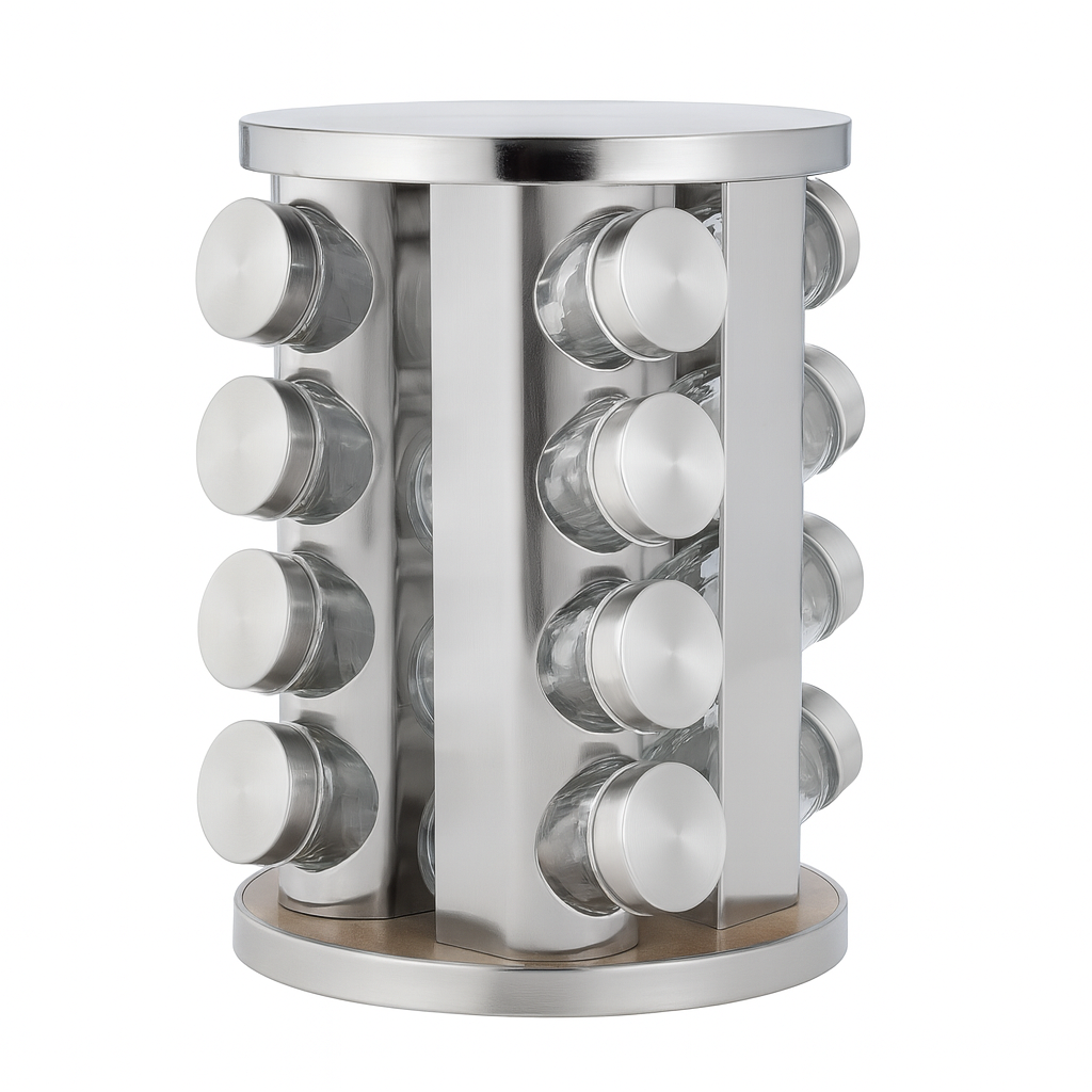 Round Glass Spice Rack – Rotating Kitchen Organizer (12pcs / 16pcs)