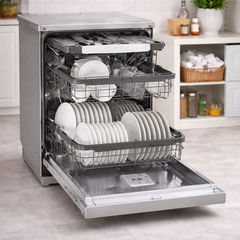 LG QuadWash™ Steam Dishwasher with EasyRack™ Plus & SmartThinQ™ – Premium Stainless Steel Finish (DFC435FP) - Habitt