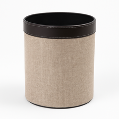 Leather & Jute Dustbin – Premium Loose Jute Finish with Leather Trim