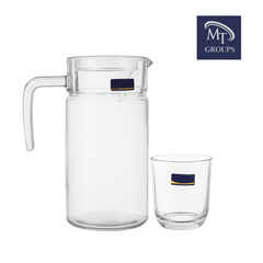 Clear Glass 7-Piece Water Set – 1.85 L Jug with 300 ml Glasses (Premium Everyday Glassware)