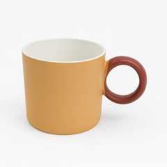 Modern Mustard Ceramic Mug with Round Handle – Designer Coffee & Tea Cup