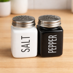 Salt and Pepper Bottle Set – Black & White Kitchen Seasoning Shakers - Habitt