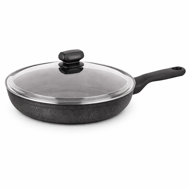 Ornella Alu. Frypan 28x5.5 cm – Nonstick Aluminum Frying Pan with Glass Lid - Habitt