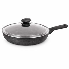 Ornella Alu. Frypan 28x5.5 cm – Nonstick Aluminum Frying Pan with Glass Lid - Habitt