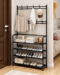 4 Layer Shoe Stand with Coat Hook Broad