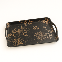 Magical Black Tray – Large, Medium & Small Gold Swirl Design